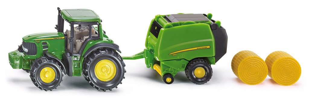 John Deere mit Ballenpresse