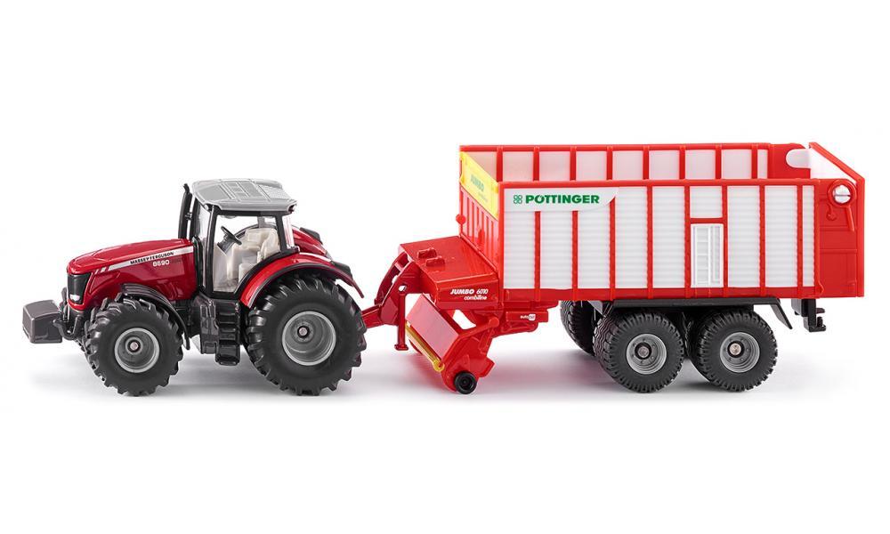 Massey Ferguson m. P&#246;ttinger Jumbo, Siku Farmer, 1:50, Metall/Kunststoff