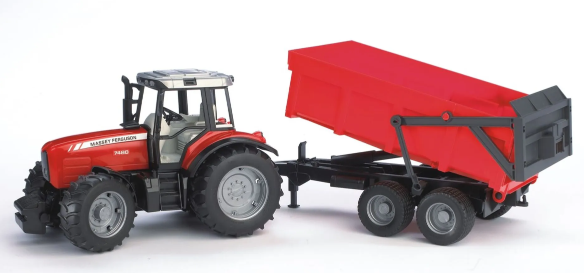 Massey Ferguson 7480 mit Wannenkippanh&#228;nger Profi-Serie, 67x16.5x17.5cm
