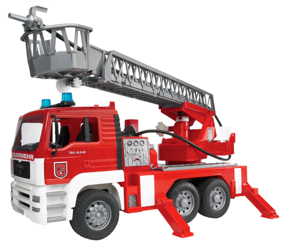 MAN Feuerwehr mit Drehleiter Wasserpumpe, Light and Sound Module Profi Serie 47x17.5x24.2cm