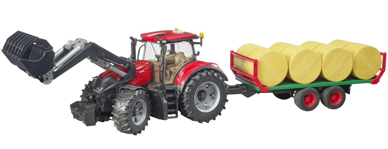 Case IH Optum 300 CVX mit Frontlader und Ballentransportanh&#228;nger