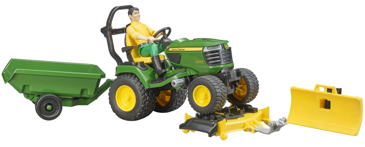 John Deere Aufsitzrasenm&#228;her mit Anh&#228;nger und G&#228;rtner