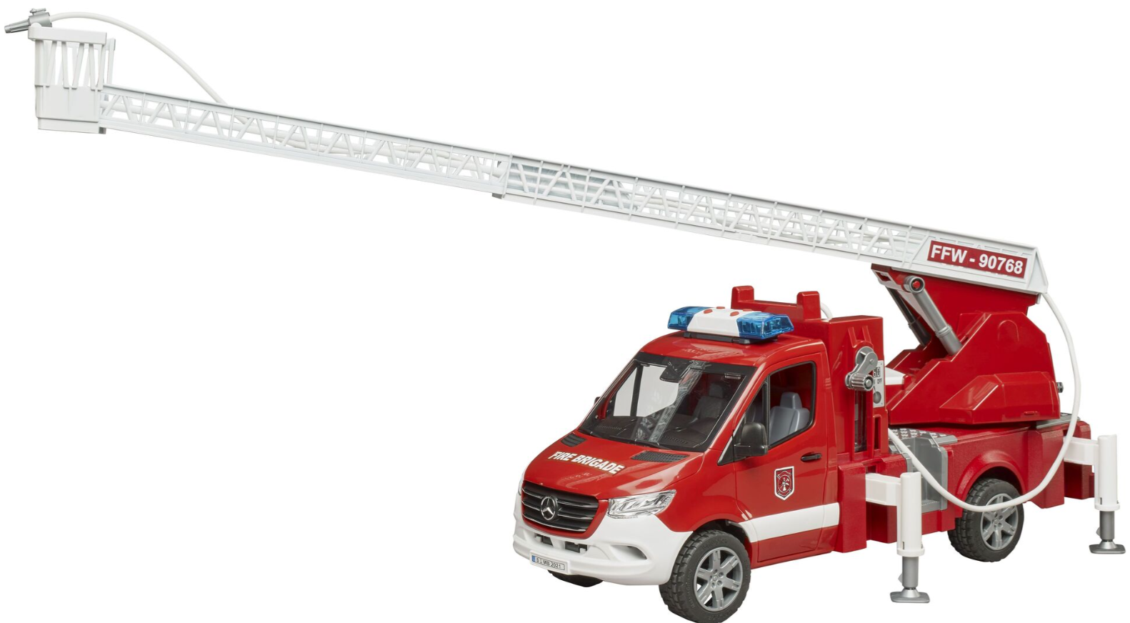 MB Sprinter Feuerwehr mit Drehleiter, Wasserpumpe und Licht- und Sound-Modul  