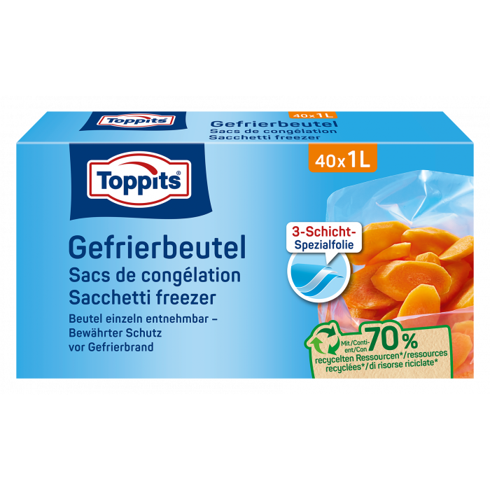 Gefrierbeutel 40St 1.0Liter 19x24cm Toppits 208040