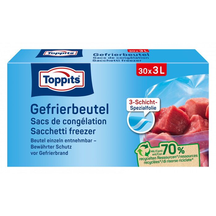 Gefrierbeutel 30St&#252;ck 3.0Liter 25x32cm Toppits