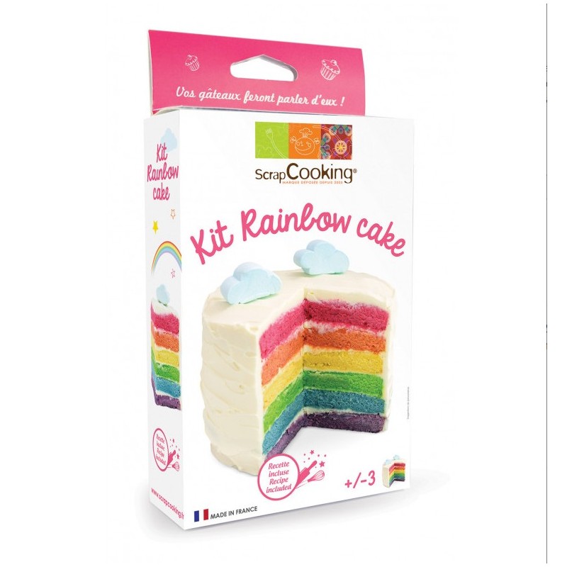Set Regenbogen Cake mit 4 Farbpulver