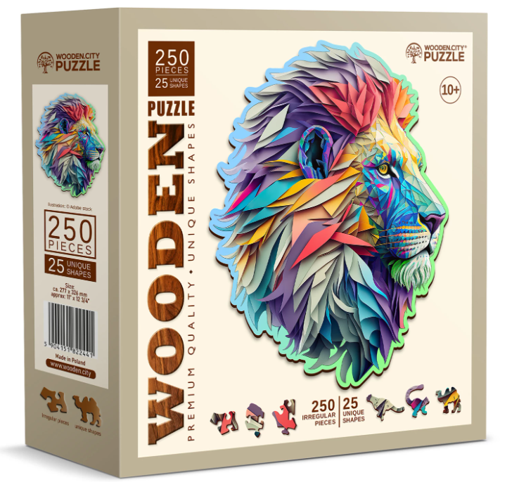 Puzzle Holz L Modern Lion 250 Teile, aussergew&#246;hnliche Formen, 27.7x32.6cm