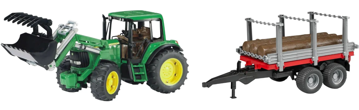 J.D. 6920 Traktor Frontl.+Holztransp.anh
