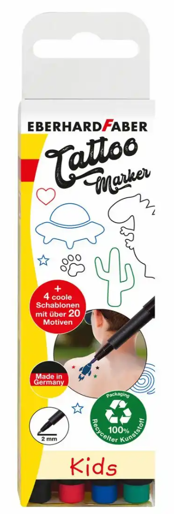 EBERHARD FABER Tattoostifte Set Kids, 4 Farben