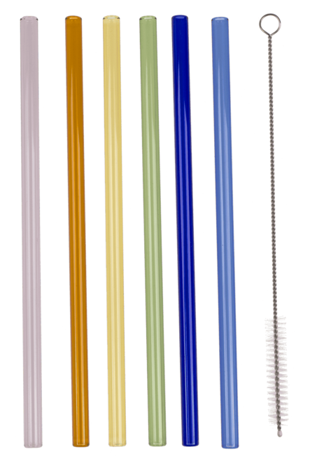 Glas-Trinkhalm mit Reinigungsb&#252;rste, L: ca. 20 cm