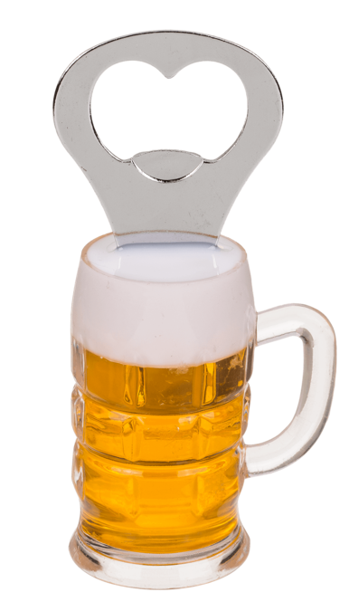 Metall-Flaschen&#246;ffner, Bierglas mit Magnet, ca. 10,5 x 3,5 cm