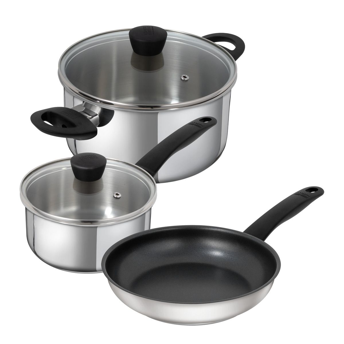 CLASSIC Kochgeschirr Set (Stielk. 16 cm + Kochtopf 20 cm + Bratpfanne 24 cm)