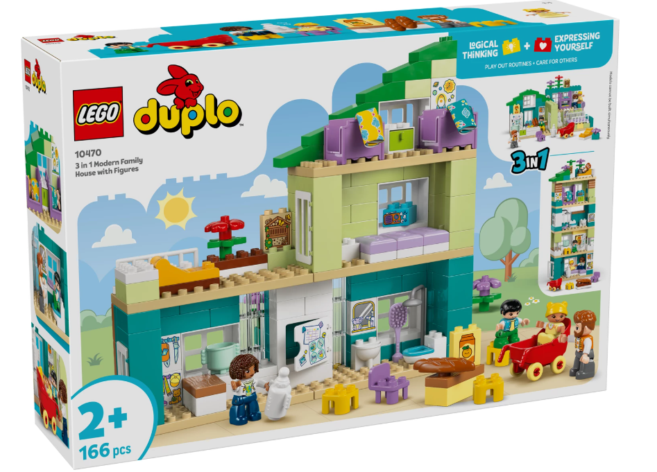 Modernes Familienhaus mit Figuren – 3-in-1-Set