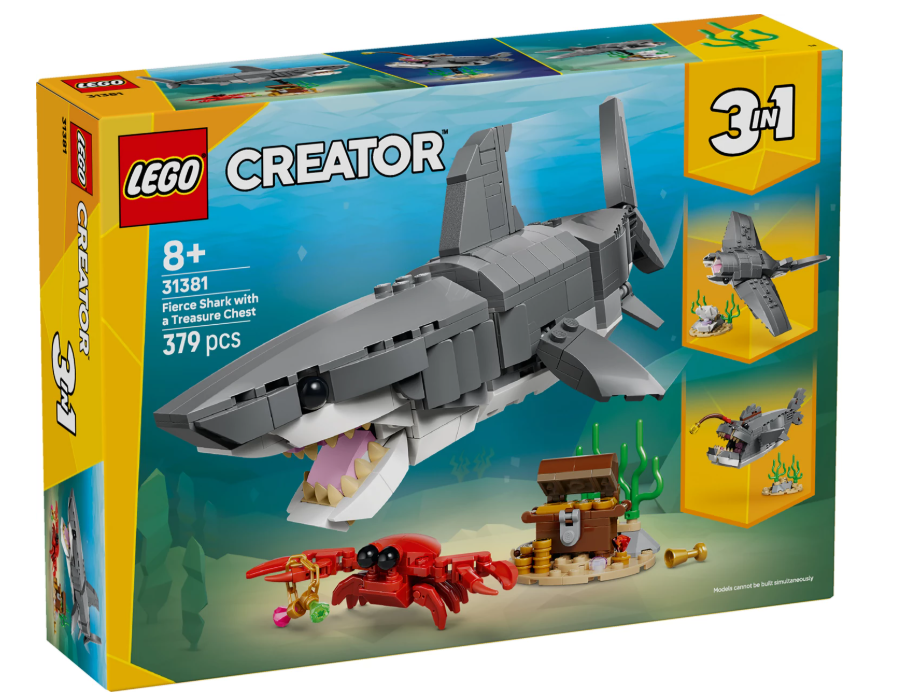 Wilder Hai mit Schatztruhe