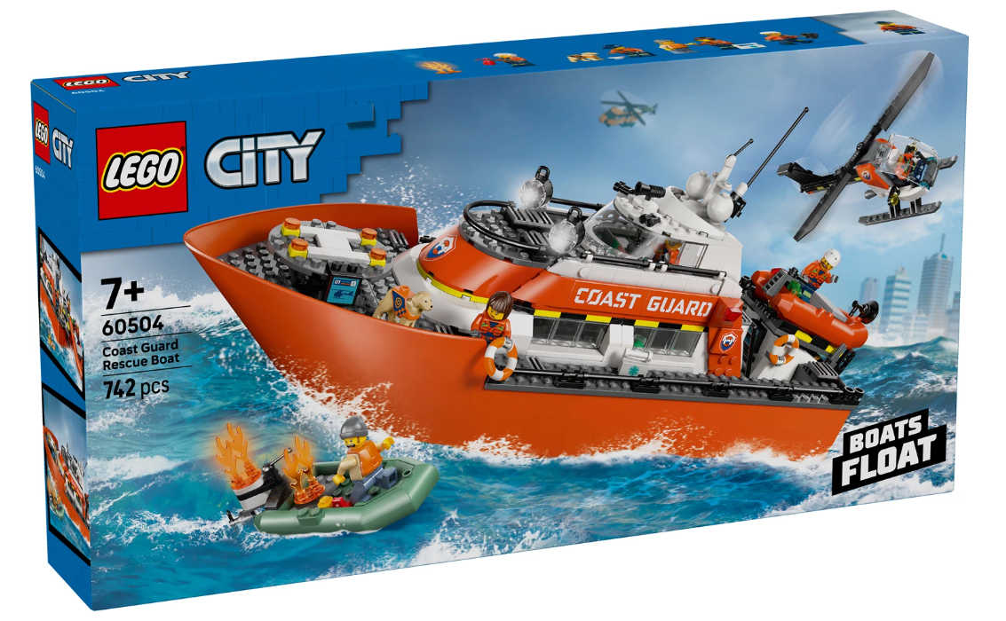 Rettungsboot der Küstenwache mit Hubschrauber