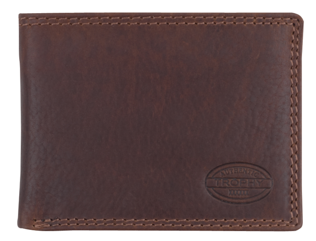 AUTHENTIC TROPHY Scheintasche, RFID-Schutz, braun Leder, vegetabil gegerbtes Leder, Querformat
