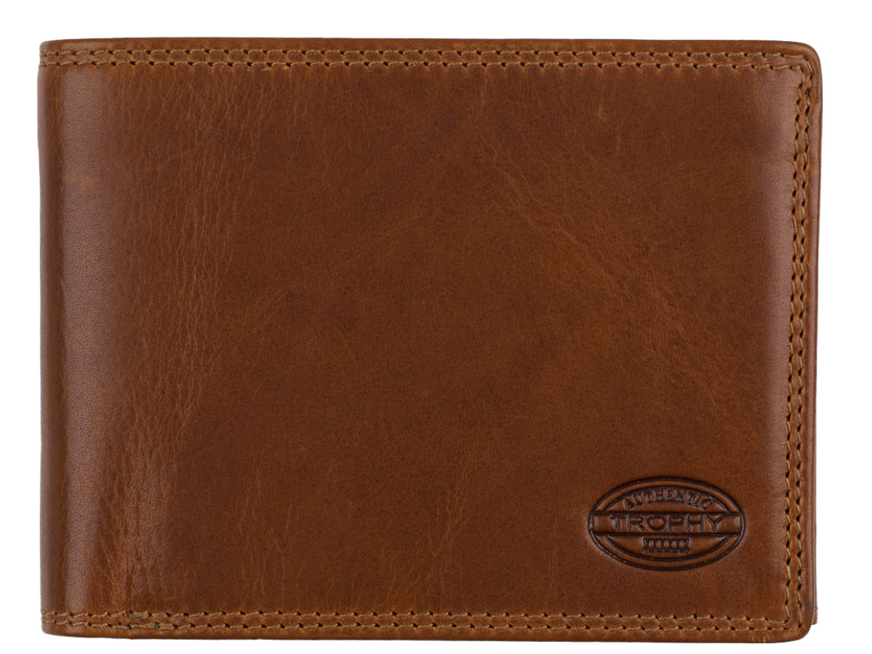 AUTHENTIC TROPHY Scheintasche, RFID, cognac Echt Leder, vegetabil gegerbt, Querformat