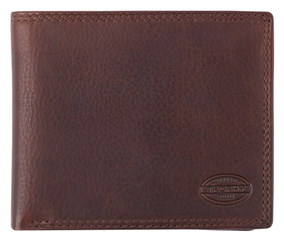AUTHENTIC TROPHY Scheintasche, RFID-Schutz, braun Leder, vegetabil gegerbtes Leder, Querformat