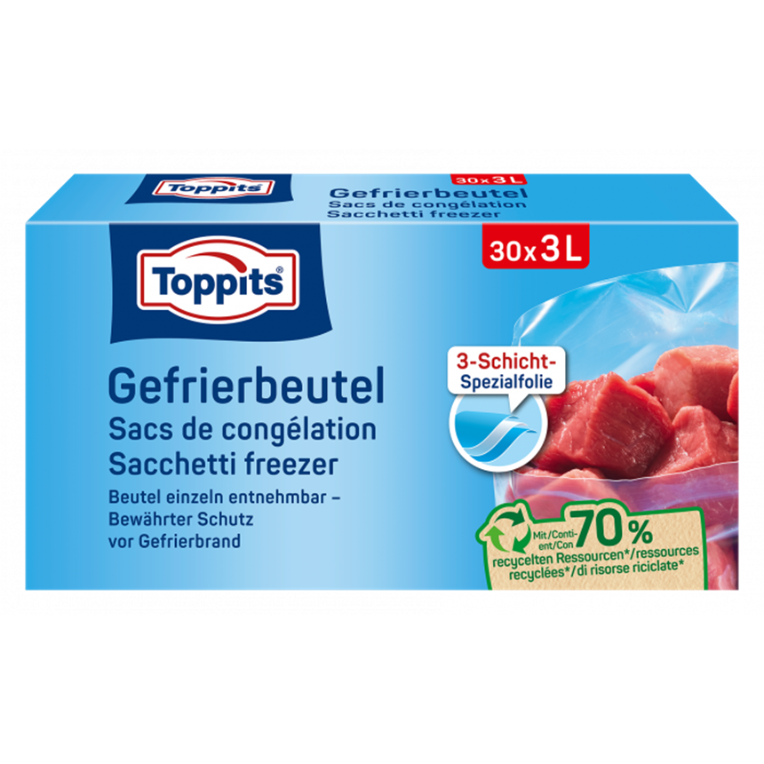 Gefrierbeutel 30St&amp;#252;ck 3.0Liter 25x32cm Toppits