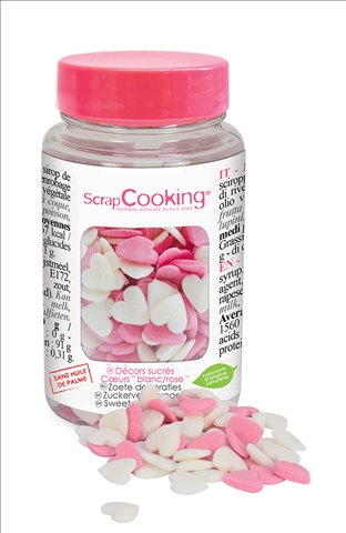 Deko Zucker Herzen weiss rosa 50g