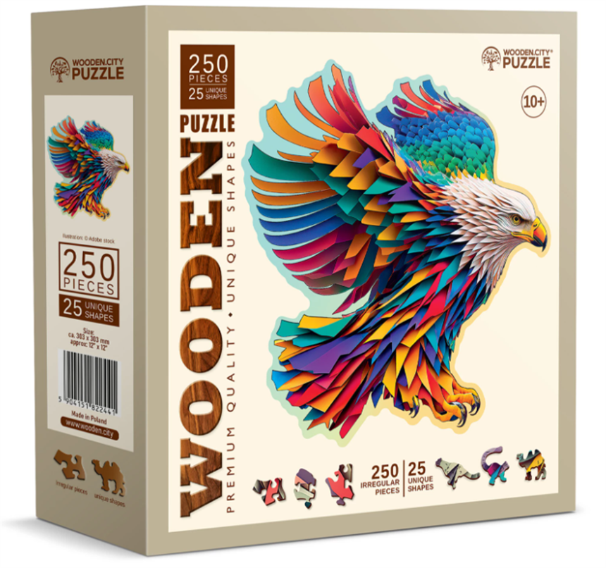 Puzzle Holz L Bright Eagle 250 Teile, aussergew&amp;#246;hnliche Formen, 30.3x30.3cm