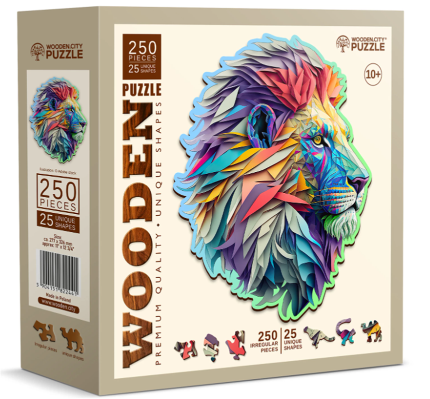 Puzzle Holz L Modern Lion 250 Teile, aussergew&amp;#246;hnliche Formen, 27.7x32.6cm