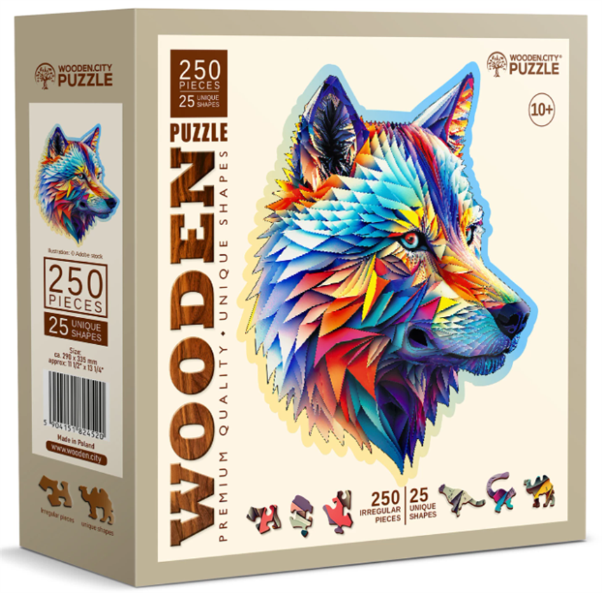 Puzzle Holz L Classy Wolf 250 Teile, aussergew&amp;#246;hnliche Formen, 29x33.5cm