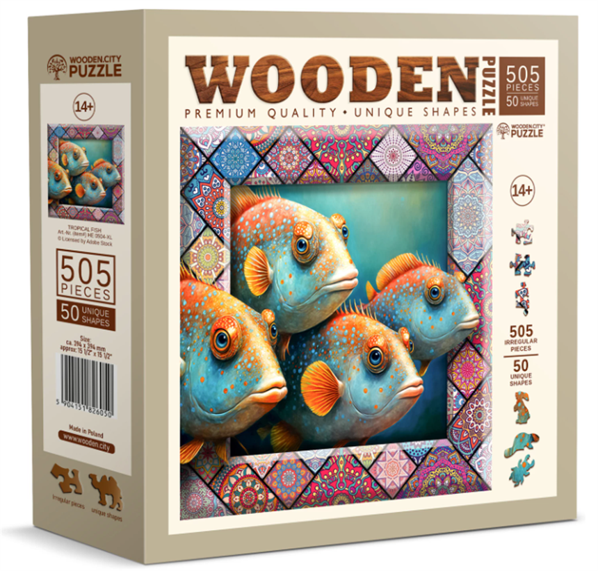 Puzzle Holz XL Tropical Fish 505 Teile, aussergew&amp;#246;hnliche Formen, 39.4x39.4.cm