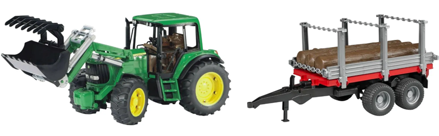 J.D. 6920 Traktor Frontl.+Holztransp.anh
