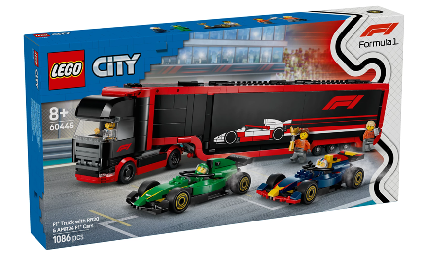 F1 Transporter mit RB20 &amp;amp; AMR24 F1 Rennautos