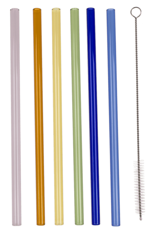 Glas-Trinkhalm mit Reinigungsb&amp;#252;rste, L: ca. 20 cm