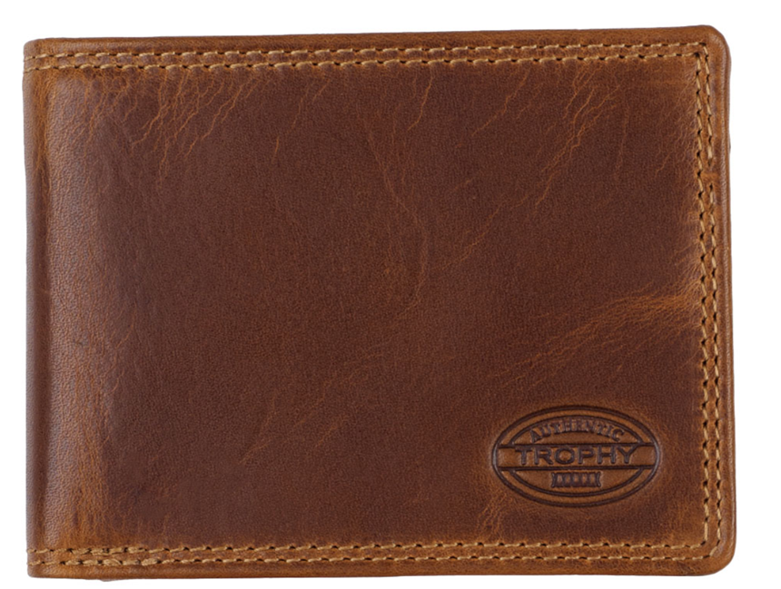 AUTHENTIC TROPHY Scheintasche, RFID-Schutz, cognac Echt Leder, vegetabil gegerbte, Querformat