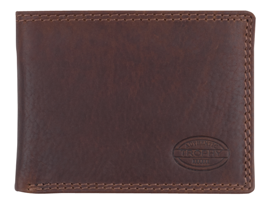 AUTHENTIC TROPHY Scheintasche, RFID-Schutz, braun Leder, vegetabil gegerbtes Leder, Querformat