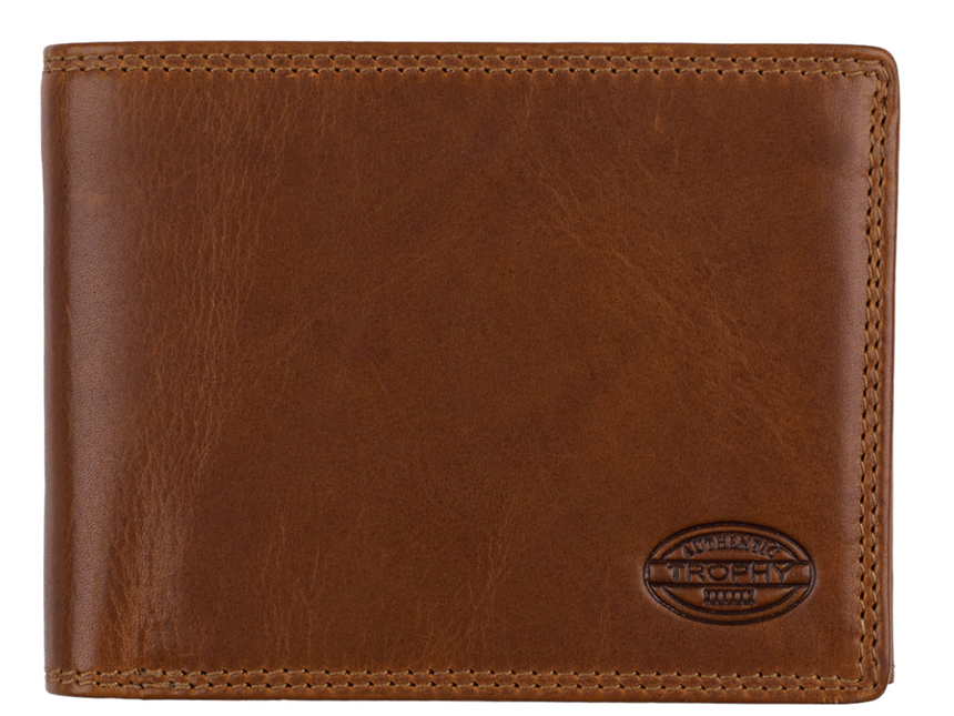 AUTHENTIC TROPHY Scheintasche, RFID, cognac Echt Leder, vegetabil gegerbt, Querformat