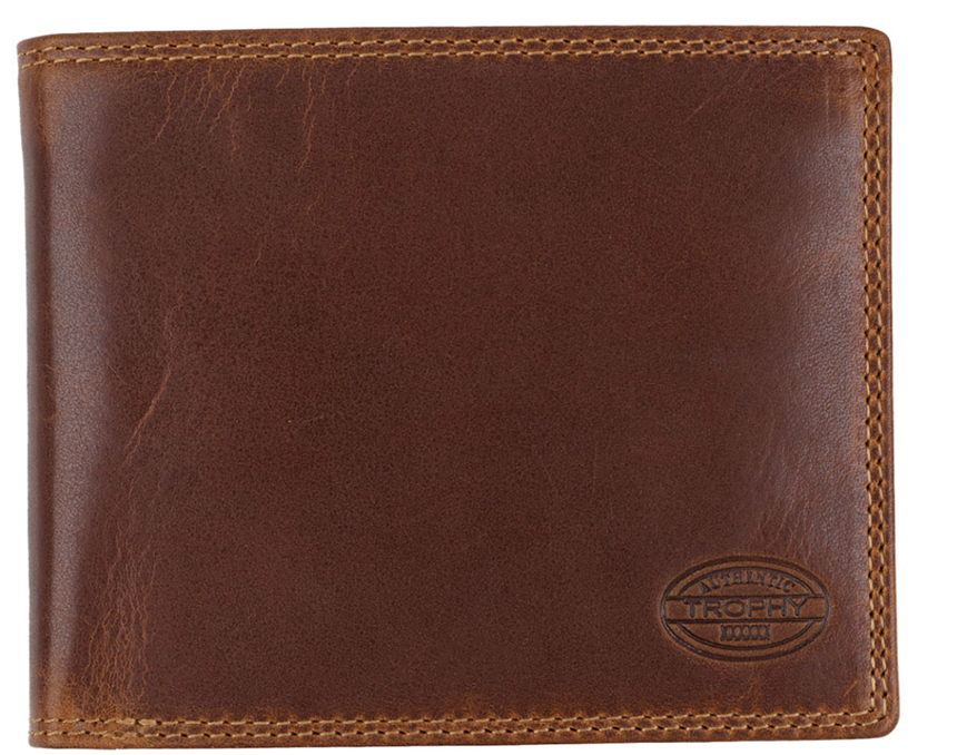 AUTHENTIC TROPHY Scheintasche, RFID-Schutz, cognac Echt Leder, vegetabil gegerbt, Querformat