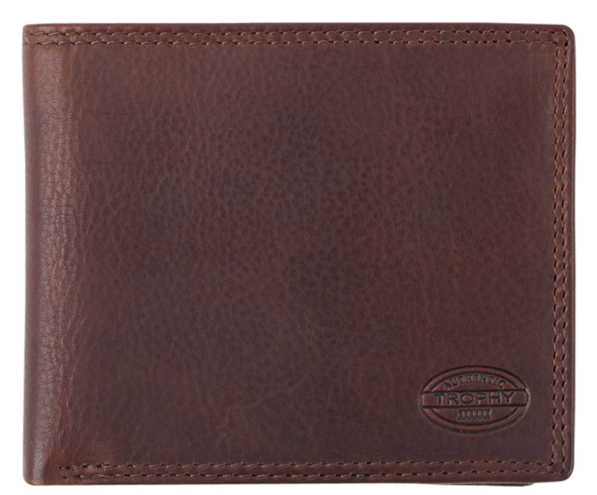 AUTHENTIC TROPHY Scheintasche, RFID-Schutz, braun Leder, vegetabil gegerbtes Leder, Querformat