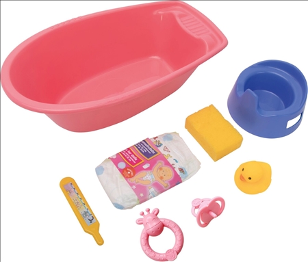 Badewanne gef&#252;llt, 40 cm Kunststoff, 8-teilig, mit viel Zubeh&#246;r