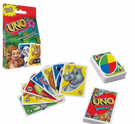 UNO Junior, d/f/i ab 3 Jahren, 2-4 Spieler, mit lustigen Tiermotiven