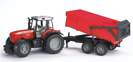 Massey Ferguson 7480 mit Wannenkippanh&#228;nger Profi-Serie, 67x16.5x17.5cm