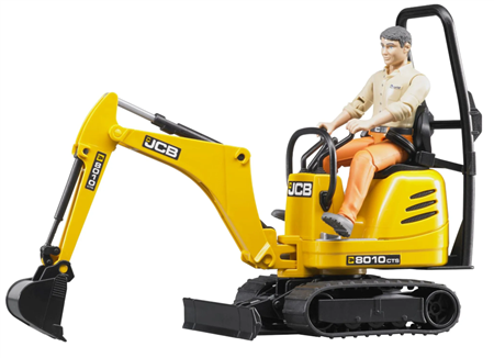 JCB Mikrobagger 8010 CTS mit Figur bWorld Gr&#246;sse:  13.5x6.3x13.5cm