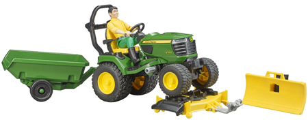 John Deere Aufsitzrasenm&#228;her mit Anh&#228;nger und G&#228;rtner
