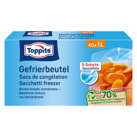 Gefrierbeutel 40St 1.0Liter 19x24cm Toppits 208040