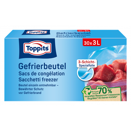 Gefrierbeutel 30Stück 3.0Liter 25x32cm Toppits