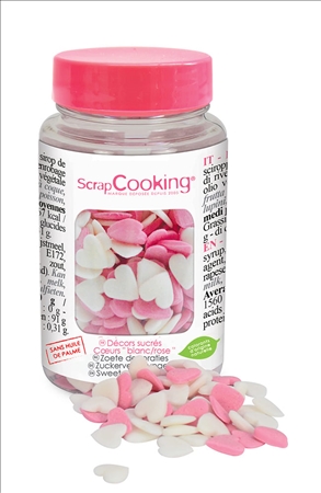 Deko Zucker Herzen weiss rosa 50g