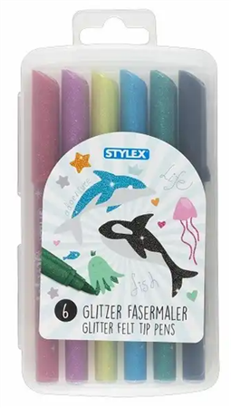 Glitzer-Fasermaler, 6 St&#252;ck