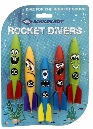 Rocket Divers Set 5 St&#252;ck 5 Mini-Raketen, 13 cm, gleiten unter Wasser, nummeriert