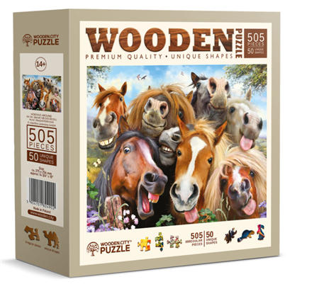 Puzzle Holz L Horsing around 505 Teile, aussergew&#246;hnliche Formen, 37.7x25.4cm