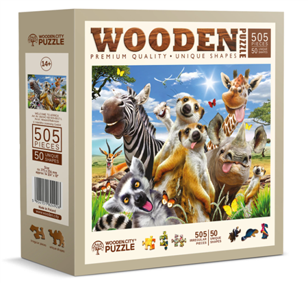 Puzzle Holz L Welcome to Africa 505 Teile, aussergew&#246;hnliche Formen, 37.7x25.4cm