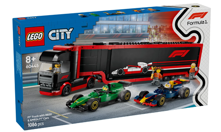 F1 Transporter mit RB20 &amp; AMR24 F1 Rennautos