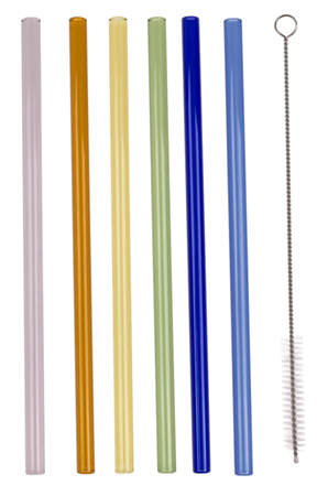 Glas-Trinkhalm mit Reinigungsb&#252;rste, L: ca. 20 cm